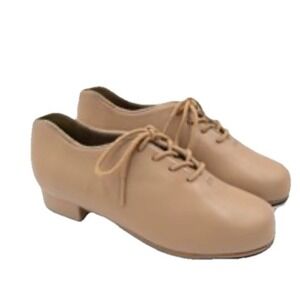 Weissman Tap Shoes Childs Size 1YM Style‎ W1600 Caramel Lace UP Rubber Sole New